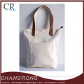 Blank Canvas Bag With Leather Handle